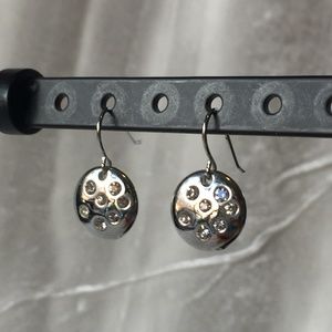 Silver Gems Disk Earrings